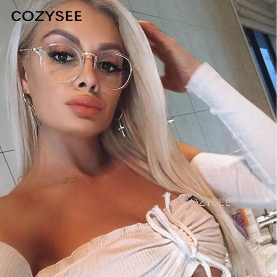 TRANSPARENT WHITE Черные круглые прозрачные очки, оправа для очков для женщин и мужчин, близорукость, ботаник, оптические очки, оправа, роскошные прозрачные линзы, мужские очки - Цвет оправы: TRANSPARENT WHITE