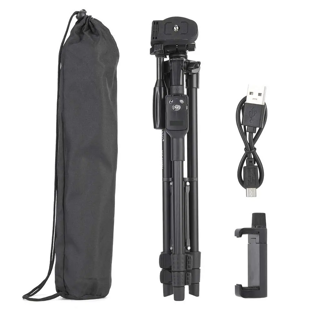 Phone Tripod Camera Tripod YUNTENG VCT 5208 Aluminum Tripod Bluetooth Remote + Clip Camera Smart Phone