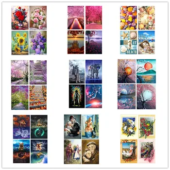 

New style, 5D round crystal diamond painting, DIY, 4-piece combination embroidery painting, home decoration, diamond mosaic, gif