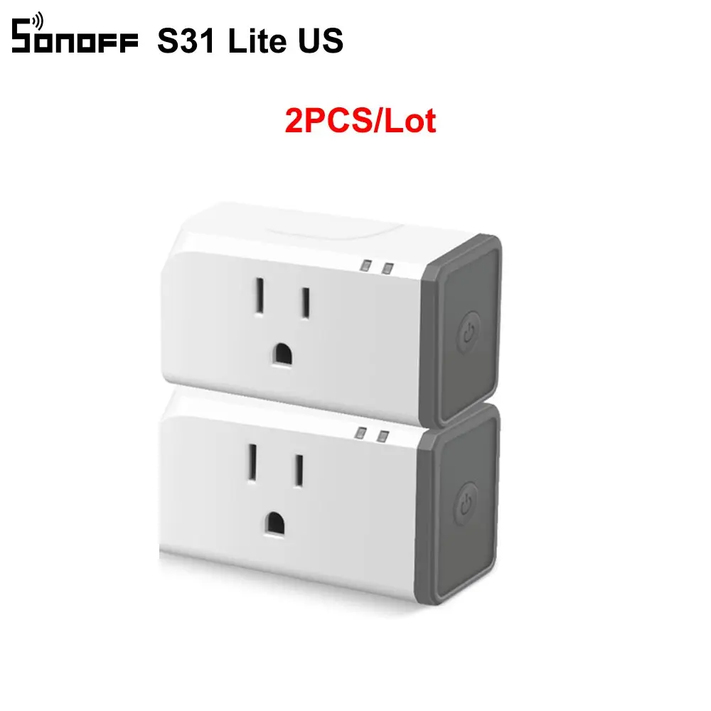 2 шт. SONOFF S31 Lite US Мини Wifi розетка умный Беспроводной Выключатель питания 15A таймер разъем приложение/голос/LAN пульт дистанционного управления для умного дома - Цвет: 2PCS S31 Lite US