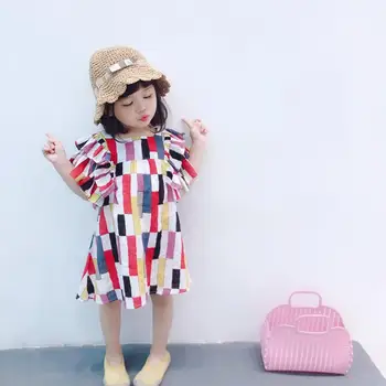 

2020 Summer Baby Girls Short Sleeve Dress Children fashion colourful Dresses