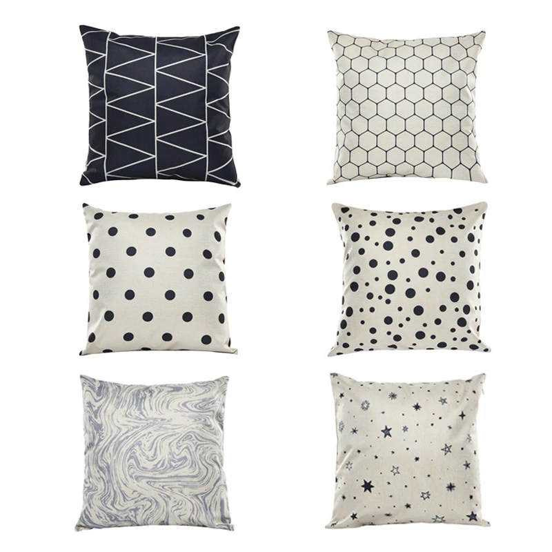 line Black and White Geometric Abstract Decorative Pillowcases