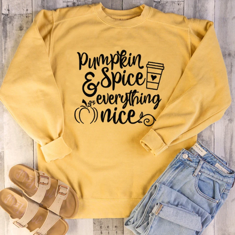 Pumpkin Spice Sweatshirts Jumper with Sayings slogan quote Halloween holiday gift quote pullovers graphic funny pure cotton top