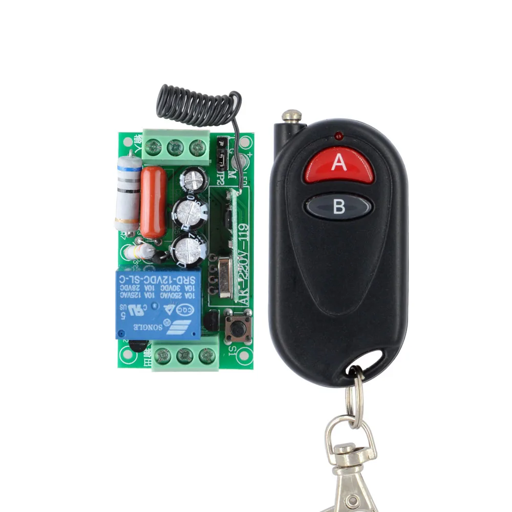 

Wireless Remote Control Light Switch 10A Relay Output Radio AC 220V 1 Channel Receiver Module 2-Button Transmitter 10PCS