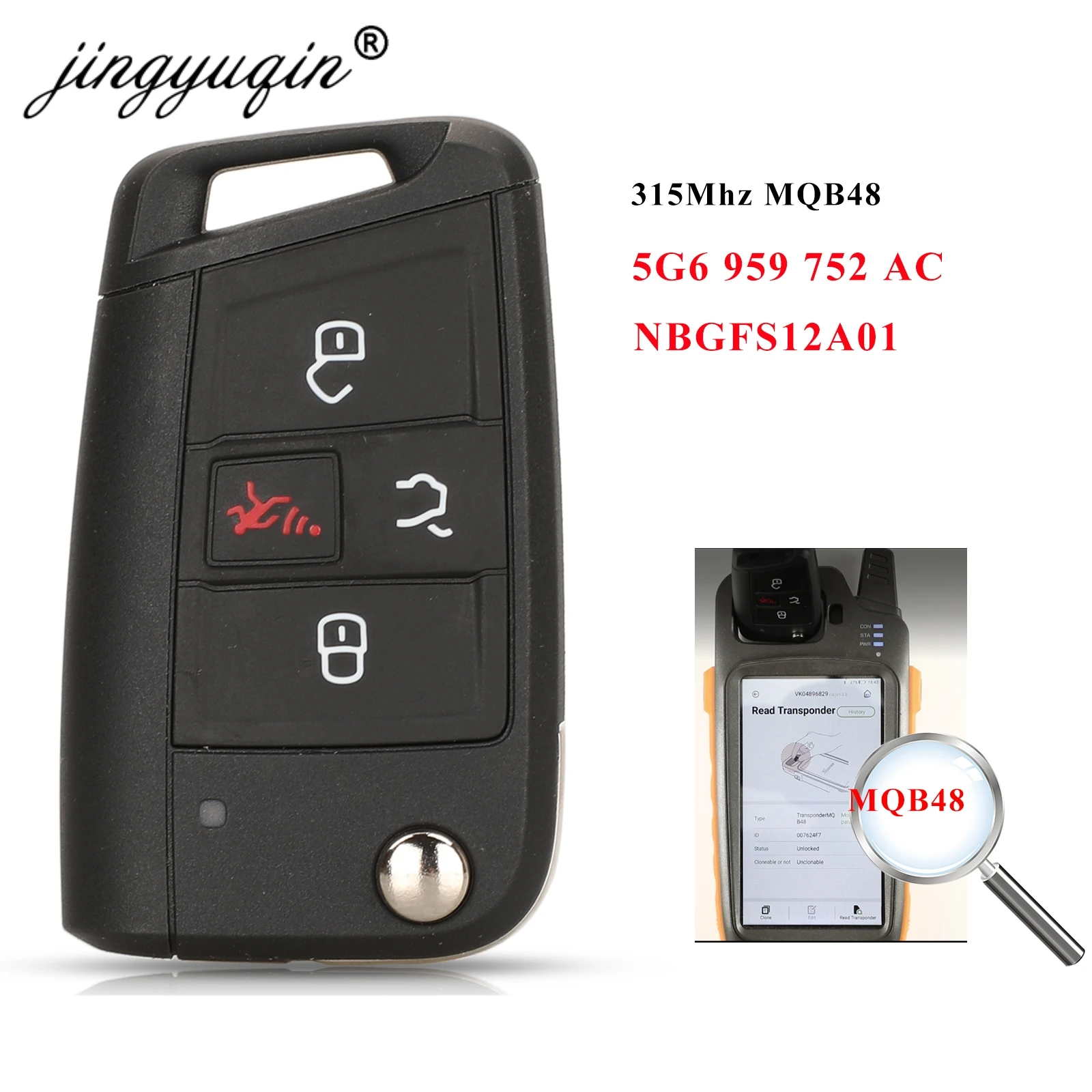 Jingyuqin 315mhz Mqb48フリップリモート車キー4btnフォルクスワーゲンvw Teramontティグアンアトラスジェッタゴルフgti Nbgfs12a01 5g6 959 752 Ac Aliexpress 自動車 バイク