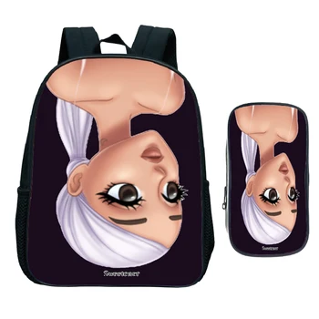 

Children Kawaii Ariana Grande Cartoon Print Kindergarten Schoolbag with Pencil Bag 2pcs/Set Bookbag Kids Anime Backpack Gift