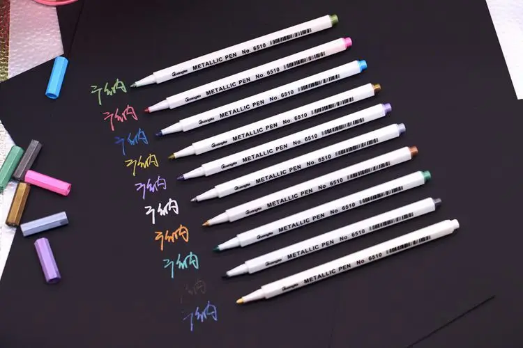 10 шт./компл. металлический цветной художественный маркер ручка креативный высокий свет живопись анимация манга эскиз кисть для Граффити канцелярские принадлежности