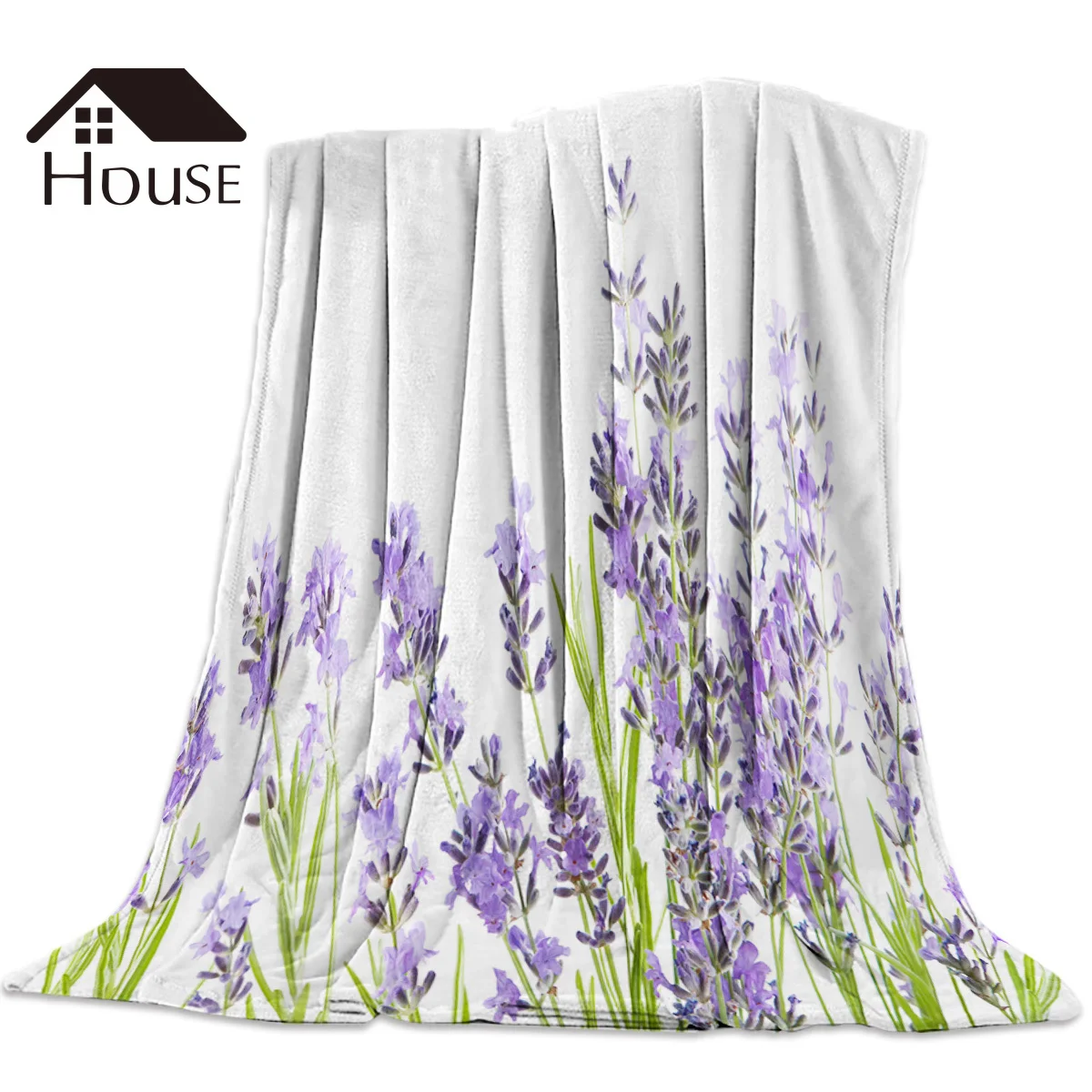 

Purple Lavender Printed Nap Blanket Soft Comfortable Velvet Plush Flower Blankets Warm Sofa Bed Sheets