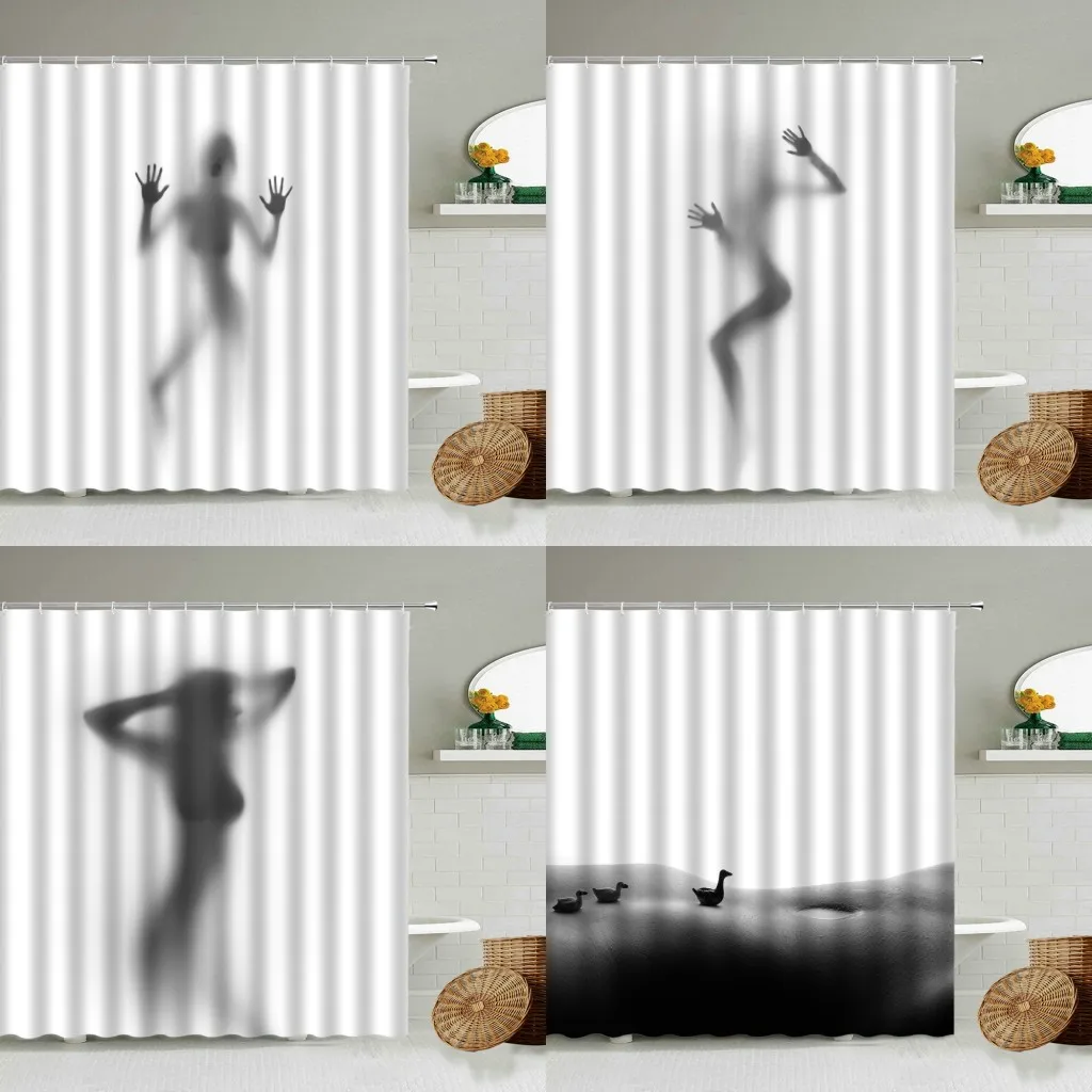 

Красивая Женская занавеска для душа, привлекательная элегантная занавеска для душа для девушек с ручным принтом, украшение для ванной комнаты, водонепроницаемая занавеска для ванны с крючком
