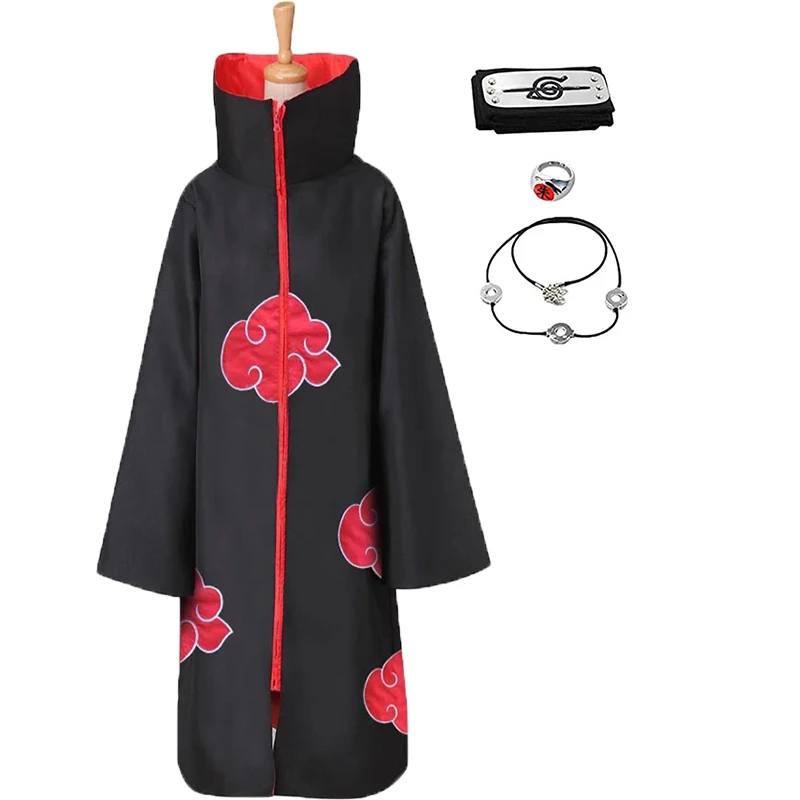 3 шт. Itachi косплей костюм плащ длинные красные женские костюмы на Хэллоуин с