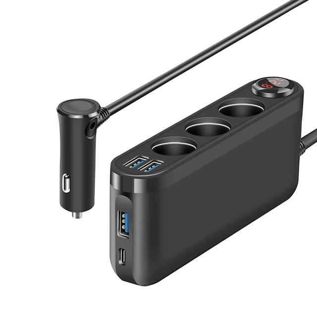 Car Cigarette Lighter Car Charger Dual USB 4.8A 3.0 Cigarette Lighter Adapter 120W 3 Socket Car Power DC Socket Distributor_voghion.com