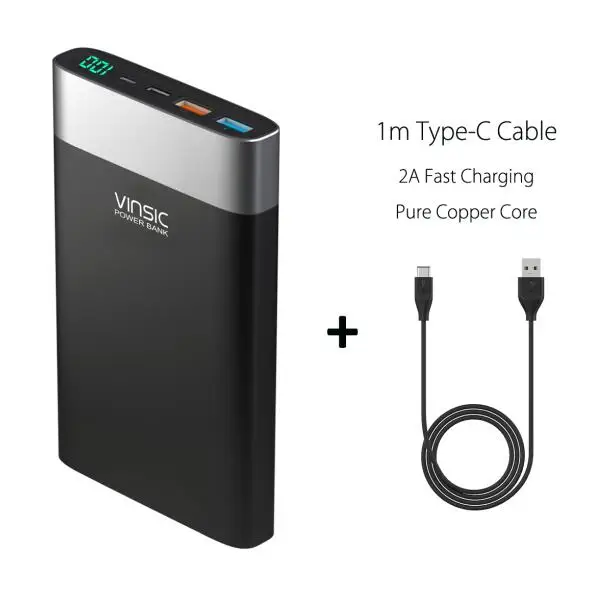 Красный Vinsic 20000 мАч Быстрая зарядка QC3.0 внешний аккумулятор Двойной USB внешний аккумулятор для iPhone X samsung S9 Xiaomi Mi8 - Цвет: Красный