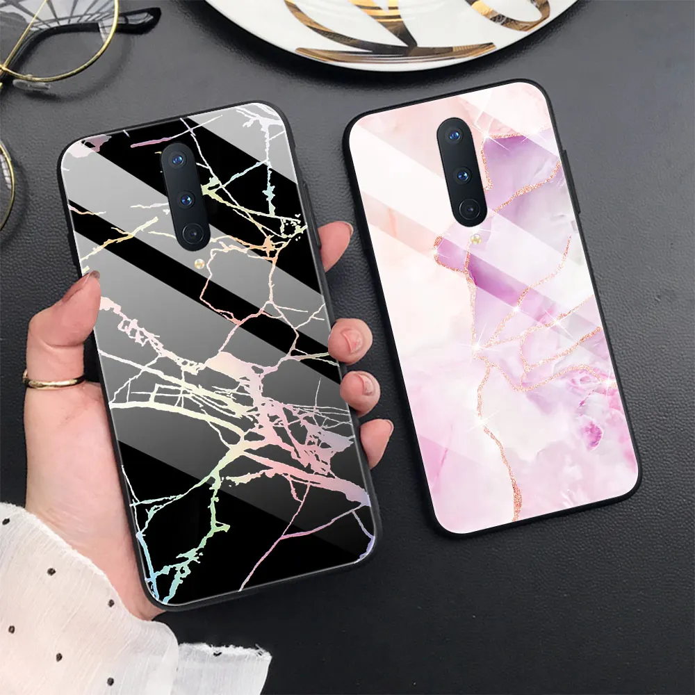 Case For Oneplus 8 Pro 8T 7T 7 6T 6 Nord Glass Phone Cases for one plus 8pro 1+7 1+7t 1+8t 1+6 1+6t Cover Marble Fundas | Мобильные