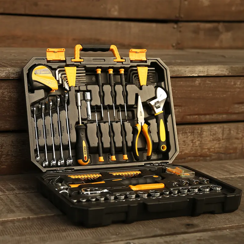 DEKO DKMT128/DKMT196 Home DIY Tool Set Auto Repair Combination Package Hand Tool Kit with Plastic Tool box, Screwdriver, Hammer - Image 4