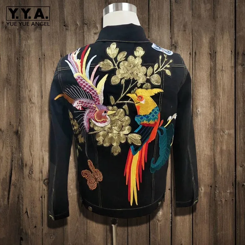 ^Cheap Высокое качество Мужская Цветочная джинсовая куртка с вышивкой Slim Fit Harajuku уличные джинсы пальто мужские однобортные Осенние новые куртки ^Cheap Высокое качество Мужская Цветочная джинсовая куртка с вышивкой Slim Fit Harajuku уличные джинсы пальто мужские однобортные Осенние новые куртки