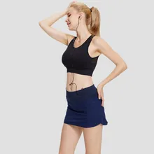 Спортивная быстросохнущая юбка, шорты с карманами, юбка для бега, быстросохнущая короткая юбка-Волан средней длины, теннисная короткая юбка, фальшивые двухсекционные кюлоты