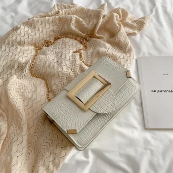 

Fresh small square bag casual wild 2020 new fashion crocodile pattern chain shoulder messenger bag Korean version