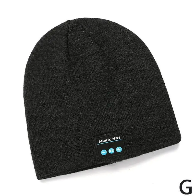 Модная вязаная шапка с Bluetooth на осень и зиму, теплые одноцветные музыкальные стерео шапки унисекс с Bluetooth колпачки для гарнитуры - Цвет: G