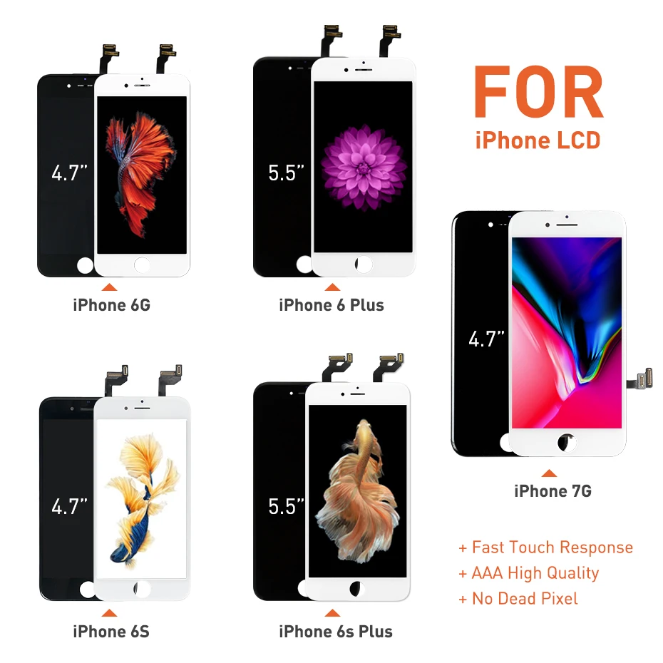 1 шт. 6 plus 6s plus ЖК-дисплей для iPhone 6 6g 6s 7 7g Дисплей AAA сенсорный экран Replalcement кодирующий преобразователь сенсорного экрана в сборе