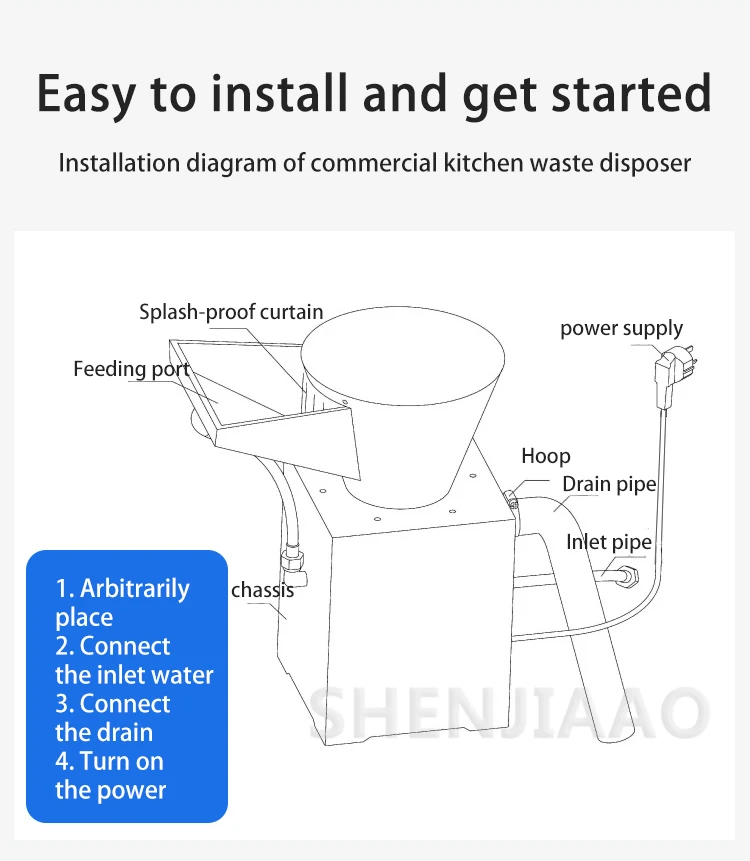 Food Waste Disposer Commercial Hotel Kitchen Canteen Waste Disposal
