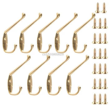 

9 Pack Coat Hooks Wall HooksHeavy Duty Wall Mounted for Hat Hardware Dual Prong Retro Coat Hanger with 20 Screws