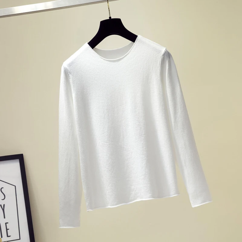 Kintted Women Sweater Solid Color Long Sleeve Loose Jumpers Korean Fashion Autumn Spring Base Pullover Black White Apricot Blue