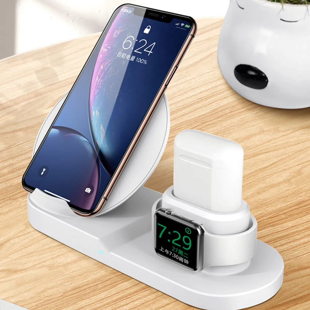 3 в 1 лучшая Беспроводная подставка для зарядного устройства для iPhone 11 Pro Max 8 AirPods Watch Series 4/3 QC3.0 быстрое зарядное устройство для samsung huawei Xiaomi