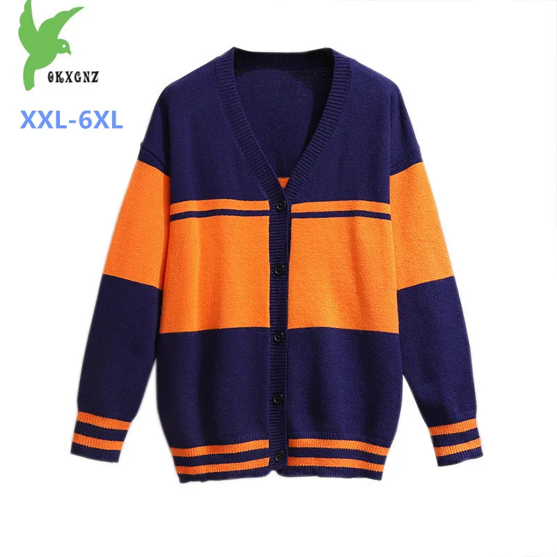 ^Cheap 2019 New Plus size XXL-6XL knit Cardigan Jacket Women Spring Autumn Long sleeve Sweater Outerwear Female V-neck Casual Tops G663