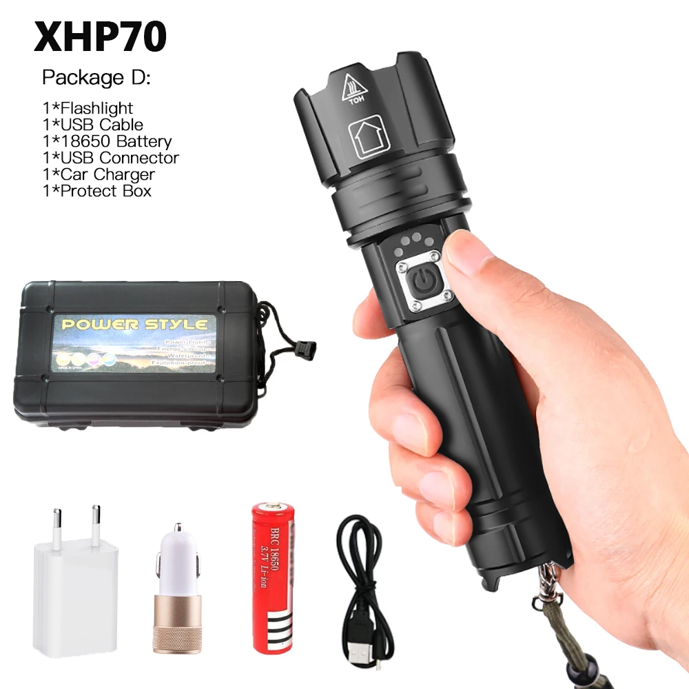 90000лм мощный светодиодный фонарик XHP90, фонарик с usb-зарядкой, светодиодный фонарь lanter 2*26650, аккумулятор для кемпинга, велосипедная лампа - Испускаемый цвет: D