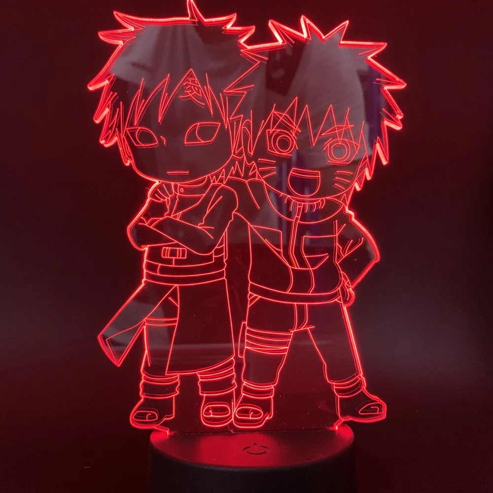 USB модель настольная лампа Наруто Uzumaki Gaara Shippuden 3d светильник аниме 3d ночной Светильник СВЕТОДИОДНЫЙ для детской спальни декоративная лампа для дома