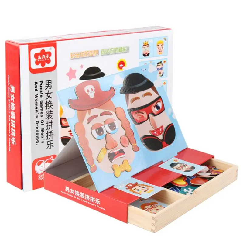 3D Магнитный деревянный мультфильм Животные головоломка наклейка-пазл развивающая игрушка для детей
