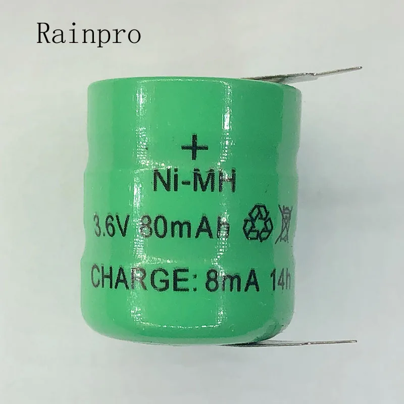 Rainpro 4 шт./лот 3 6 в 80 мАч Ni MH аккумуляторы с кнопками аккумуляторная батарея для