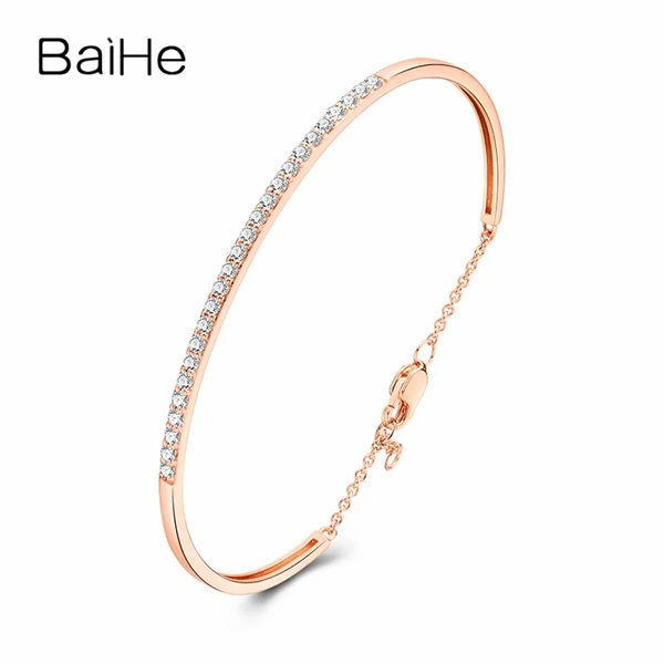BAIHE Solid 18K Белое Золото SI/H Круглый всего 0.50ct натуральные бриллианты женские цепи помолвки модные ювелирные изделия Подарочный браслет
