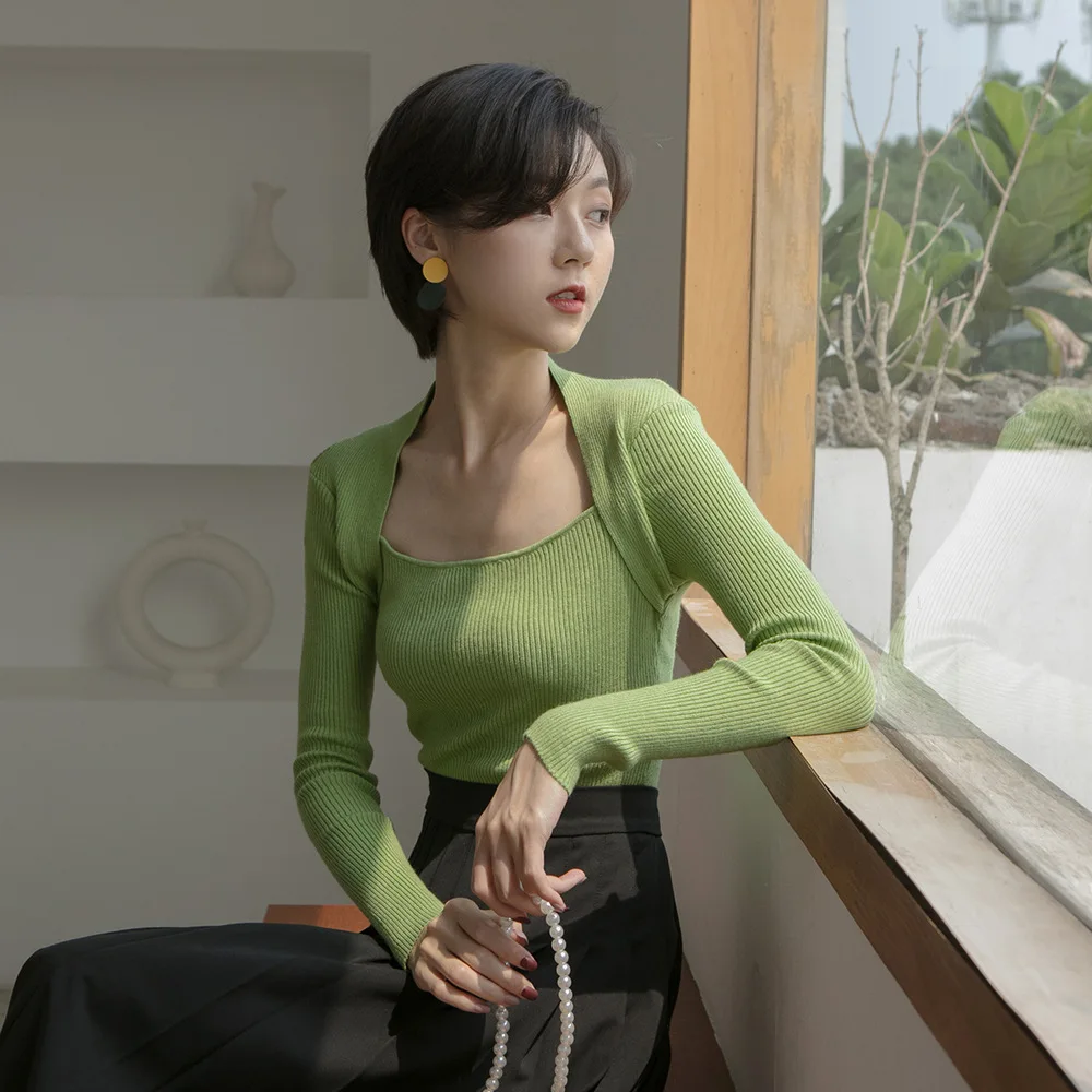 

high elastic knitted sweater pullover women