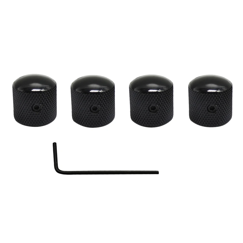4Pcs Metal Pot Tone Volume Knob Control Button Push with Wrench for Guitar Bass Parts