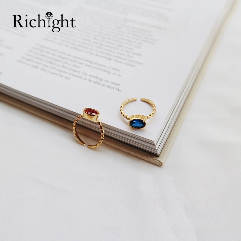 

Retro Design Oval Stone Gold Rings Engagement Ring Open Cuff Vintage 925 Sterling Silver Rings for Women Gifts Red Corundum Ring