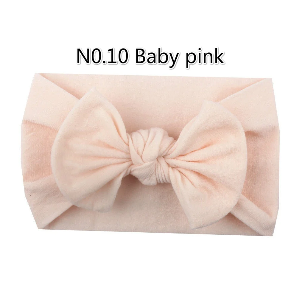 10 baby pink Милый детский тюрбан для малышей, повязка на голову, головной убор с бантом, аксессуары для волос - Цвет: 10 baby pink