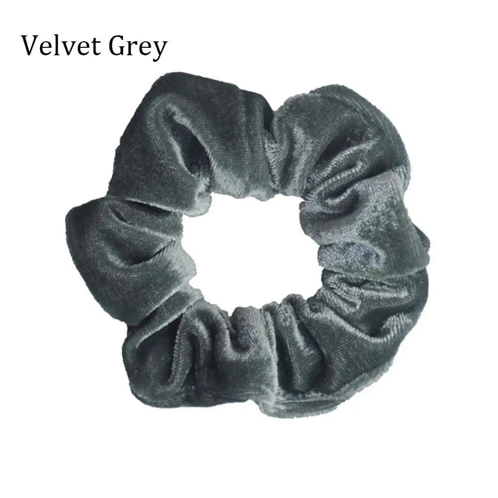 Velvet Grey Атласные/бархатные резинки для волос, женские эластичные резинки для волос, головные уборы для девушек, яркий цвет, Шелковый конский хвост, держатель, аксессуары для волос - Цвет: Velvet Grey