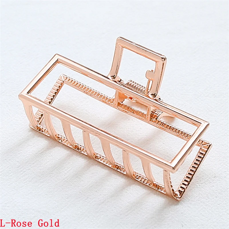 L-Rose Gold Ретро Европейский стиль геометрический зажим для волос простой дизайн полый металлический зажим для волос Краб для женщин аксессуары для укладки волос - Цвет: L-Rose Gold
