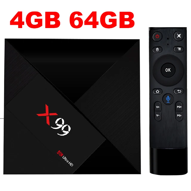 X99 Rockchip RK3399 ТВ-бокс Android7.1 домашний умный медиаплеер 4 Гб 64 Гб 2,4 ГГц/5 ГГц Wifi телеприставка супер 4 к Отт HD голосовой пульт дистанционного управления - Цвет: X99-4G64G-TV Box