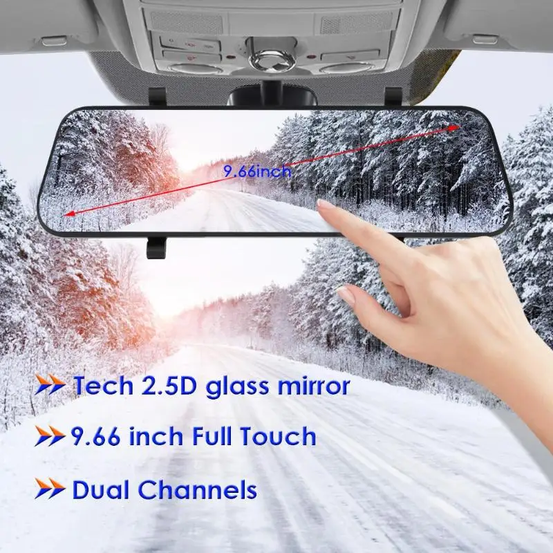 V96A 1080P Автомобильный видеорегистратор Камера 9,66 дюймов зеркало заднего вида полноэкранный экран заднего обзора циклическое воспроизведение видео трек двойной объектив Dashcam