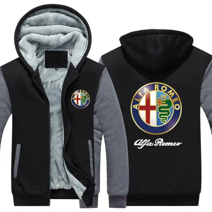 Модные Толстовки Модные мужские wo мужские камуфляжные куртки Alfa Romeo зимняя флисовая Толстая мужская одежда на молнии Топы 9 цветов - Цвет: Серый