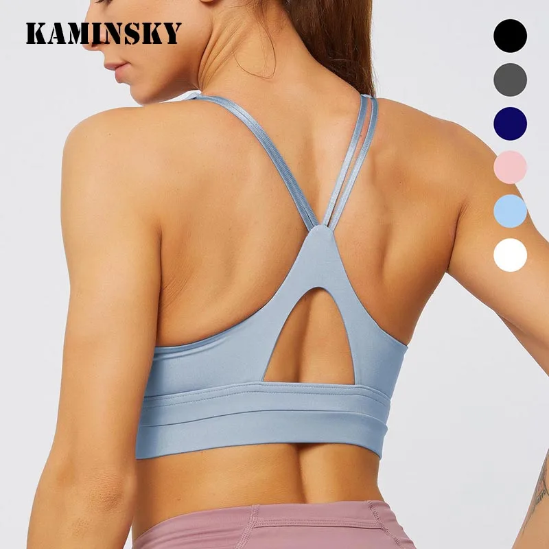 Kaminsky, новинка, женский спортивный бюстгальтер на лямках, для бега, фитнеса, бюстгальтер, для тренировок, для спортзала, майка, топ с высокой ударной подкладкой, нижнее белье, майка