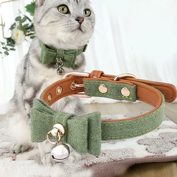 

New Bow Bowknot Pet Cat Collar for Small Dog Durable Strap Bell Cat Dog Collar Leash Harness Pet Accessories Puppy Products