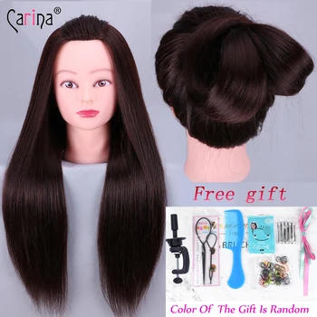 

55cm Synthetic Hair Training Head Mannequin For Hairstyles Hairdressing Head With Hair Doll Female Mannequin Head For Sale Dummy