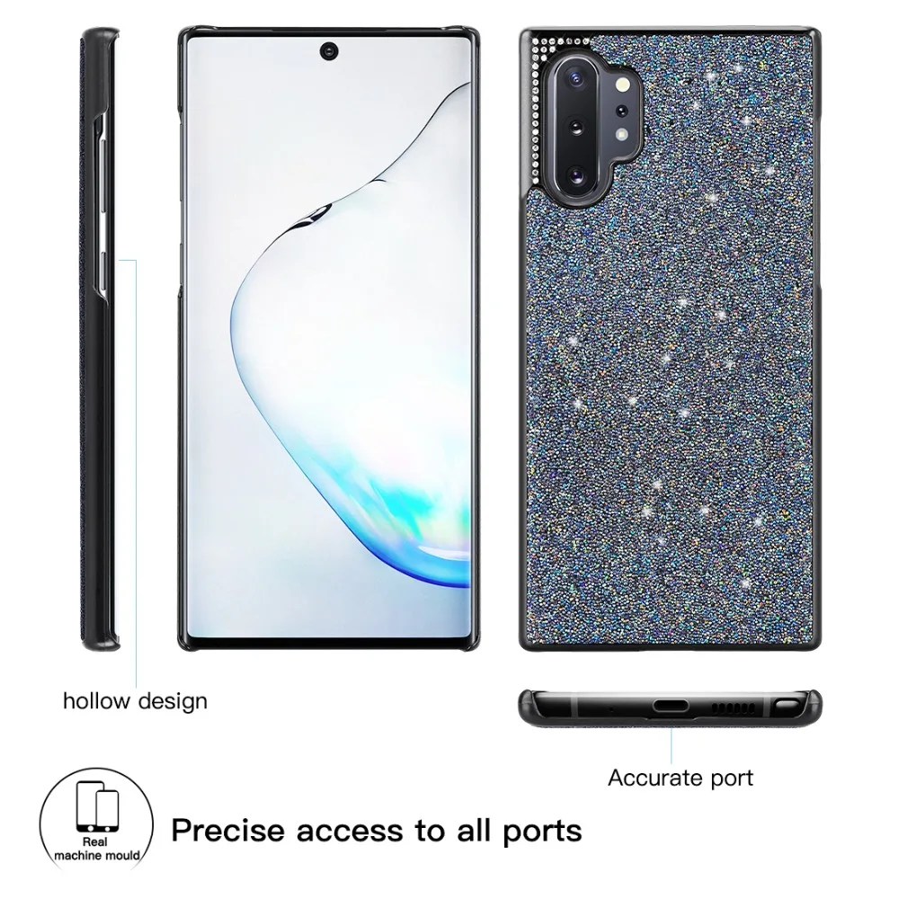 Модный сверкающий блестящий чехол для телефона samsung Galaxy Note 10 Plus порошок блестки Алмазная крышка для Galaxy Note 10 Plus