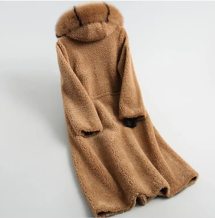 Лисий меховой воротник 100% Шерсть Женская куртка осенне-зимнее пальто женская одежда 2019 натуральное меховое пальто Корейская винтажная