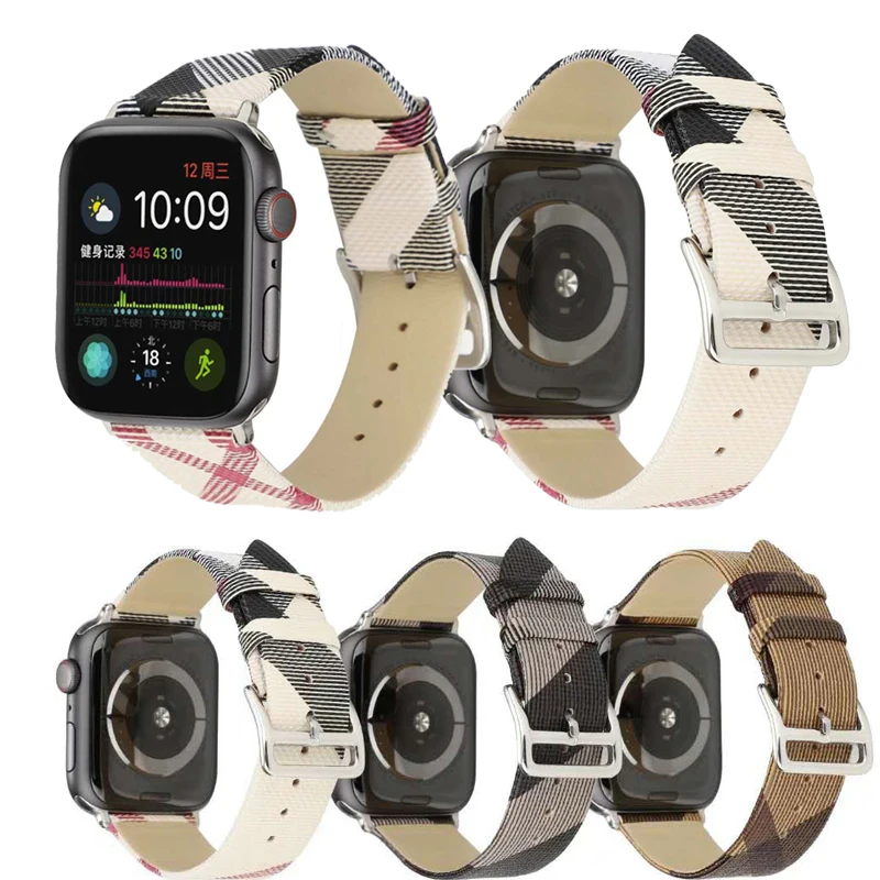 Кожаный ремешок для apple watch band 42 мм 38 мм и для apple watch 4 44 мм ремешок клетчатый браслет для iwatch 4 полосы 40 мм серия 3 2 1