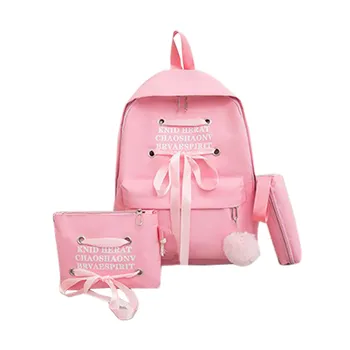 

3pcs/Set Laptop School Backpacks for Girls Female Bagpack Canvas Satchel Fashion Backpack Large Capacity Travel 3 Piece Set #731