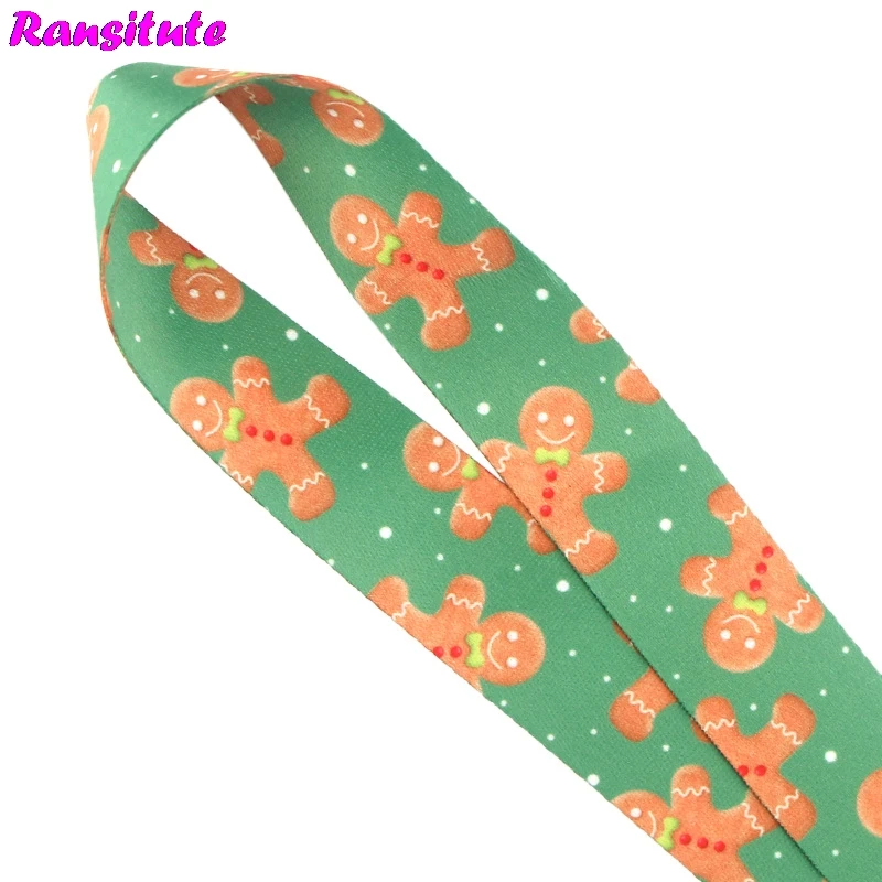 Christmas bear biscuit mobile phone lanyard key ID card USB badge holder DIY fashion neckband decorative lanyard R676